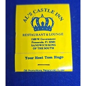 Vintage Als Castle Inn Restaurant Lounge Matchbook‎ Pensacola Florida